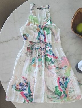 Caballero White Floral Halter Dress